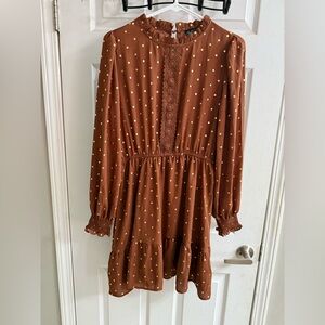 Sweet Wanderer Brown Dress with Gold Accents